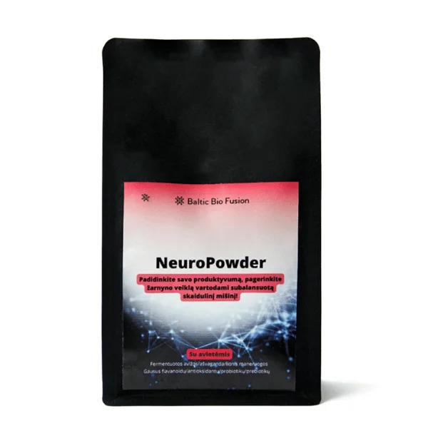 Skaidulinių ingredientų mišinys NeuroPowder su avietėmis